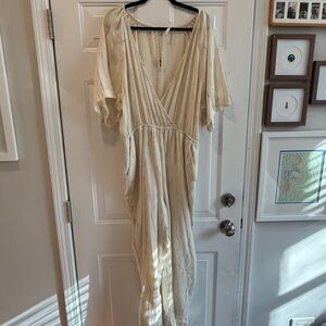 Anthropologie Cream Jumpsuit